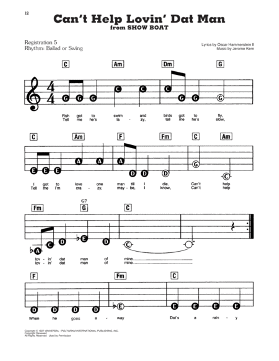 Can't Help Lovin' Dat Man (from Show Boat) Electronic Keyboard scores gallery preview page 1