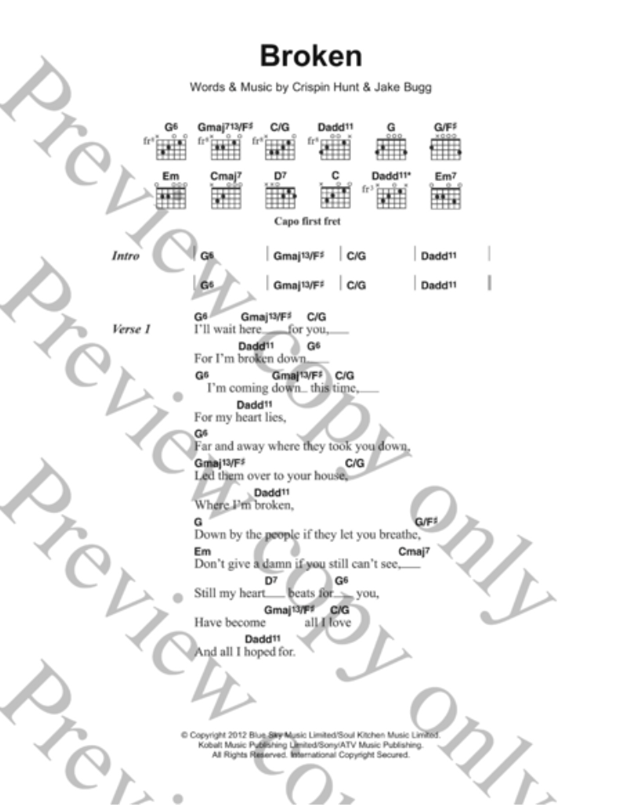 Broken Acoustic Guitar scores gallery preview page 1