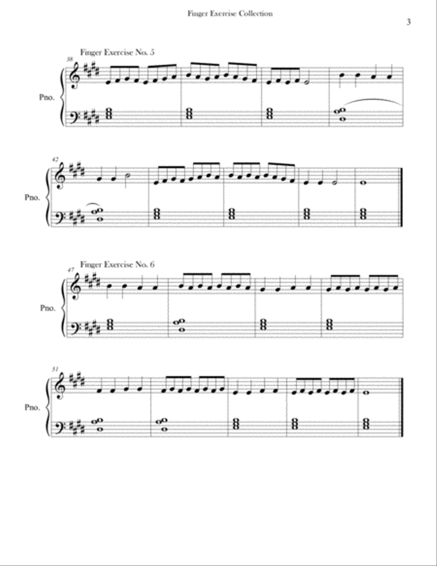 Finger Exercise Collection (24 exercises in E major) Piano Method scores gallery preview page 3