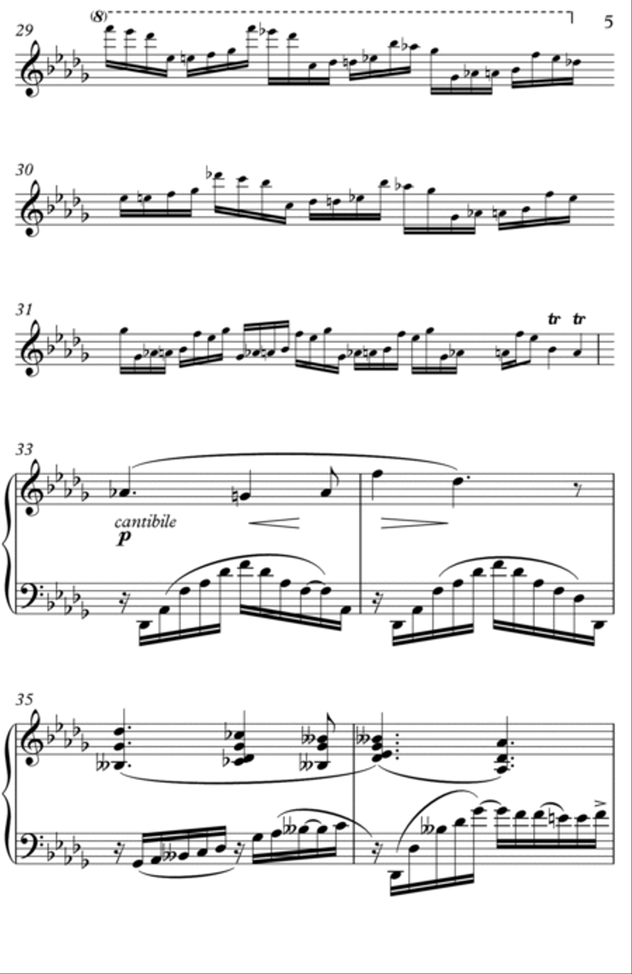 Nocturne for Left Hand Alone (Opus 9 Number 2) Part scores gallery preview page 5