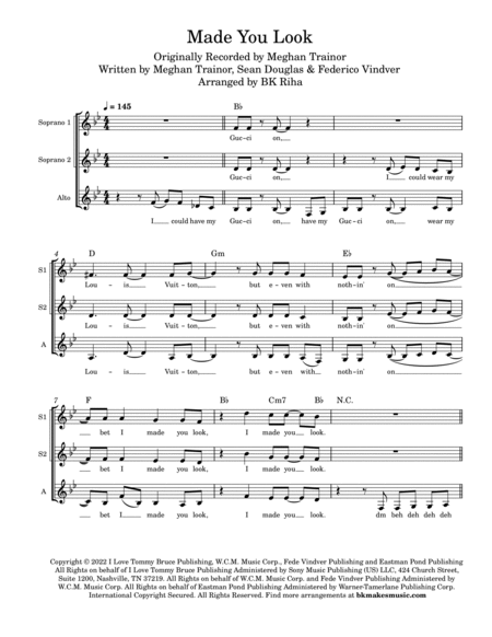 Made You Look by Meghan Trainor - Choir - Digital Sheet Music