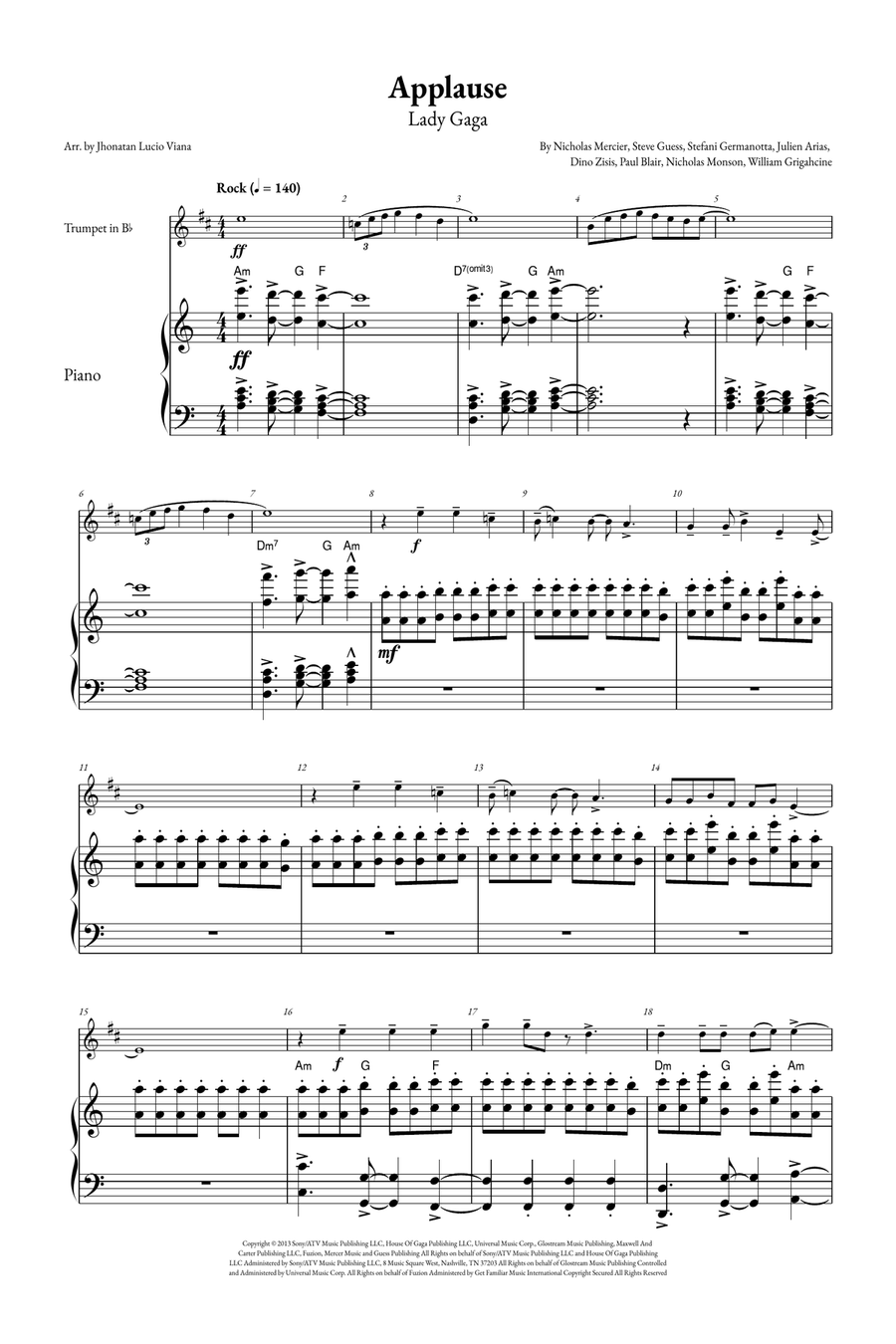 Applause B-Flat Trumpet scores gallery preview page 1