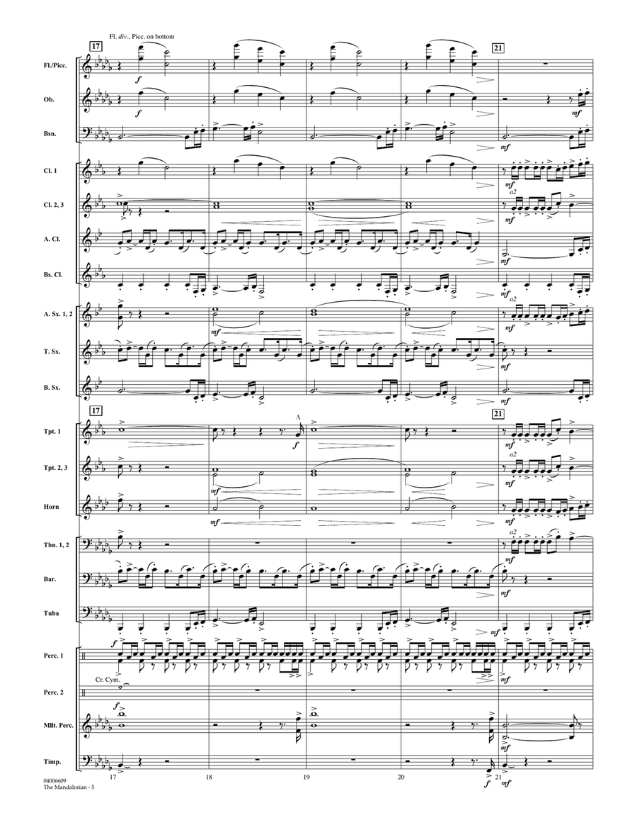 The Mandalorian (from Star Wars: The Mandalorian) (arr. Paul Murtha) - Conductor Score (Full Score) Concert Band scores gallery preview page 5