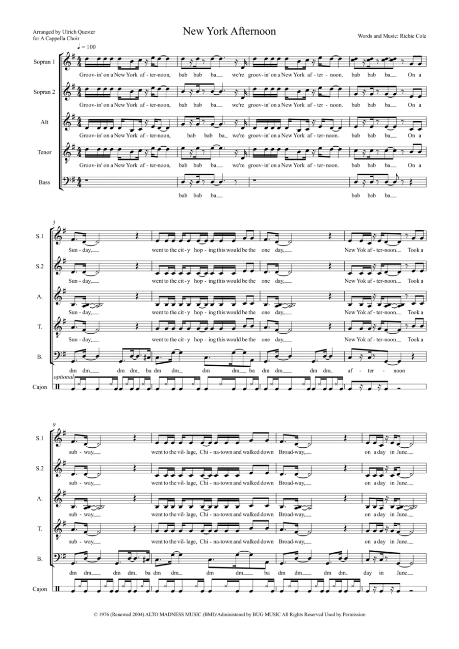 New York Afternoon Divisi scores gallery preview page 1