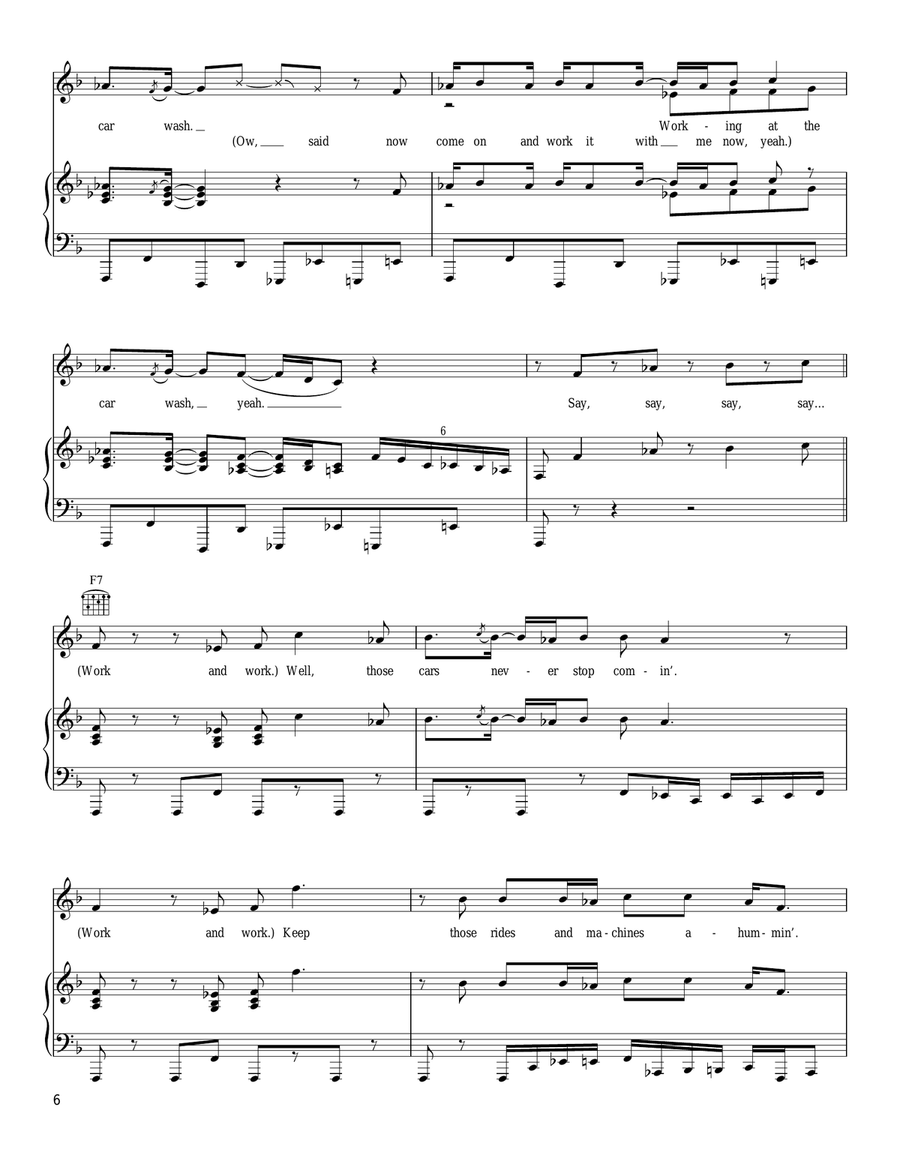 Car Wash Piano, Vocal, Guitar scores gallery preview page 6