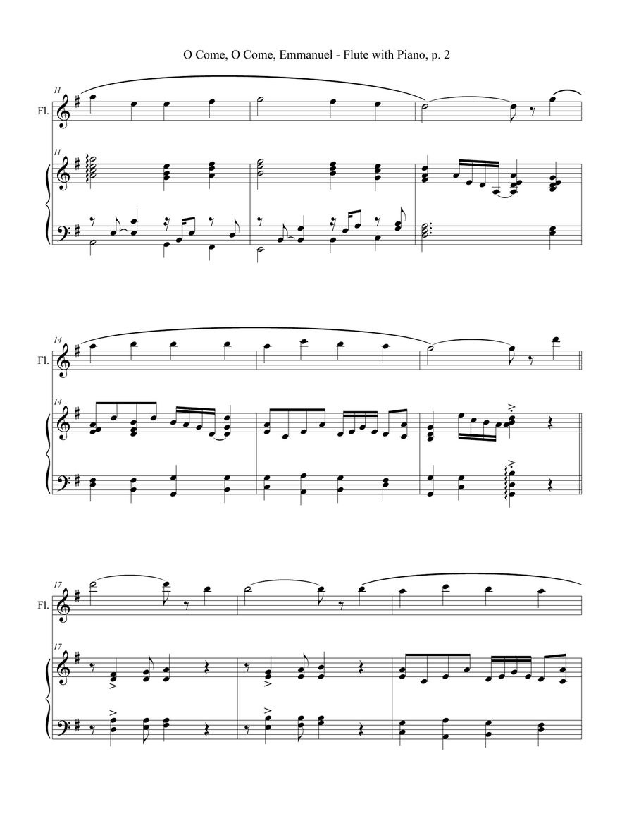 O COME, O COME, EMMANUEL, Flute and Piano (Score & Parts included) Flute Solo scores gallery preview page 3
