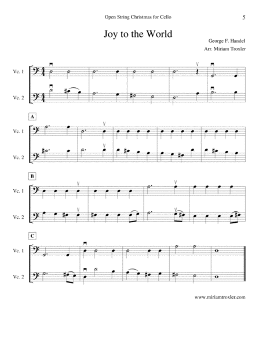 Open String Christmas for Cello Cello Solo scores gallery preview page 5