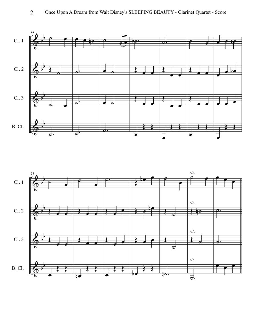 Once Upon A Dream Woodwind Quartet scores gallery preview page 2