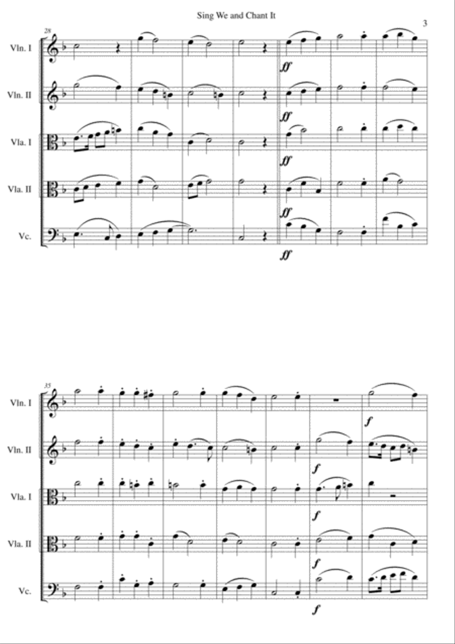Sing we and chant it (with variations) for string quintet (2 violins, 2 violas and 1 cello) String Trio scores gallery preview page 3