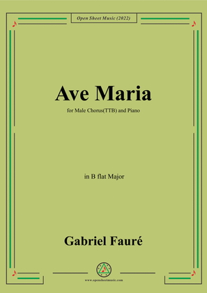 Book cover for Fauré-Ave Maria,in B flat Major,for Male Chorus(TTB) and Piano