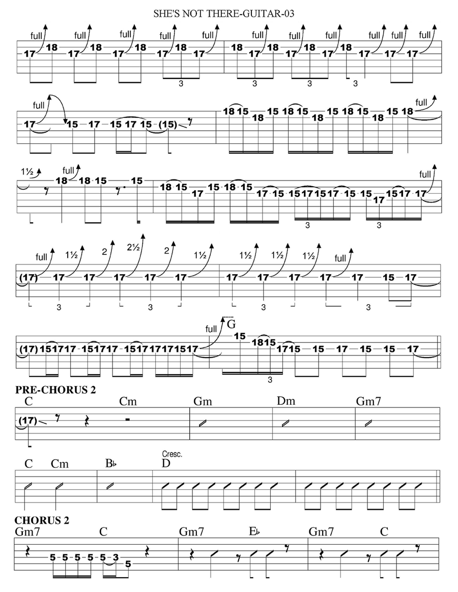 She's Not There Guitar Tablature scores gallery preview page 3