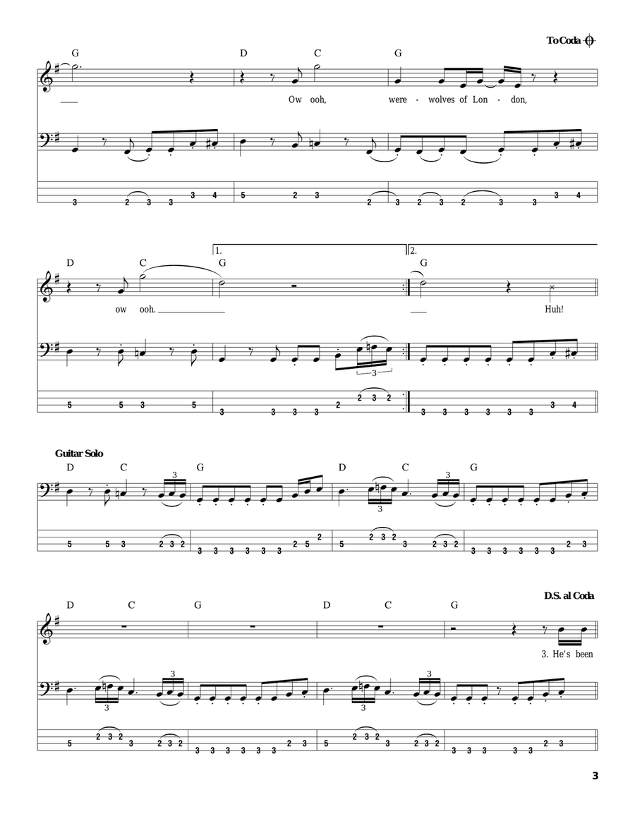 Werewolves Of London Werewolves Of London Acoustic Guitar scores gallery preview page 3
