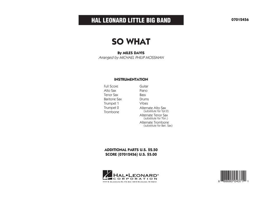 So What - Full Score Jazz Ensemble scores gallery preview page 1