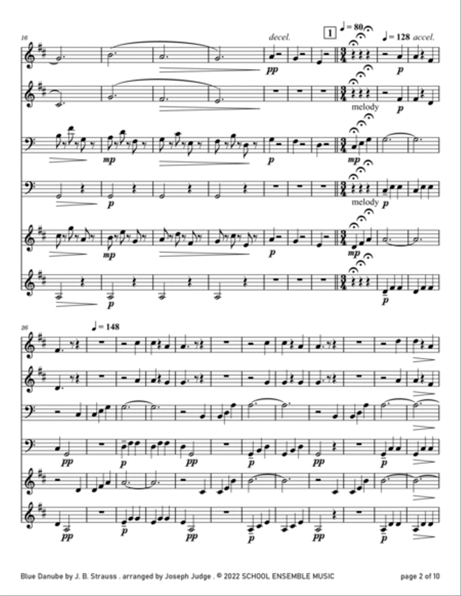Blue Danube by Strauss for Brass Quartet in Schools Brass Quartet scores gallery preview page 2