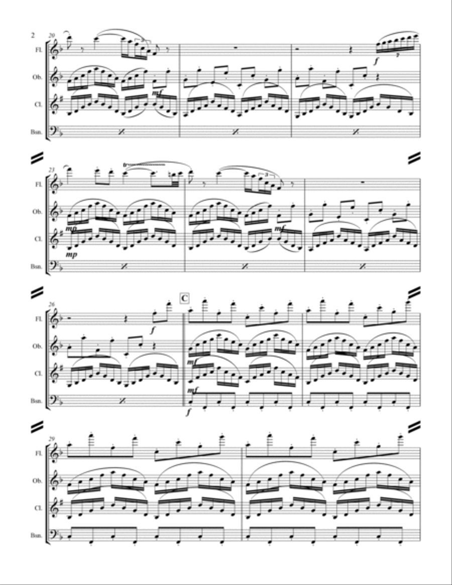 The Nutcracker Suite - 6. Chinese Dance (for Woodwind Quartet) Woodwind Quartet scores gallery preview page 3