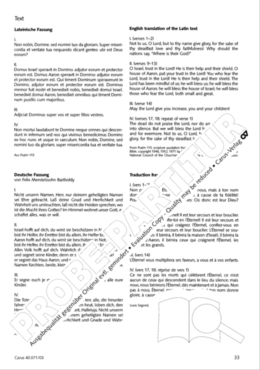 Psalm 115 (Der 115. Psalm) SSAATTBB scores gallery preview page 40