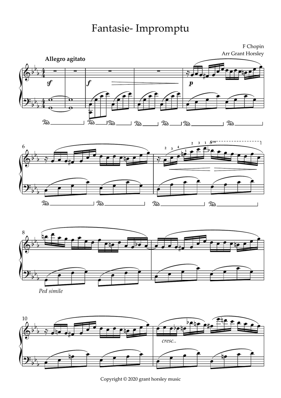 Fantasie-Impromptu F. Chopin. Piano solo (Simplified version in C minor) Piano Method scores gallery preview page 2
