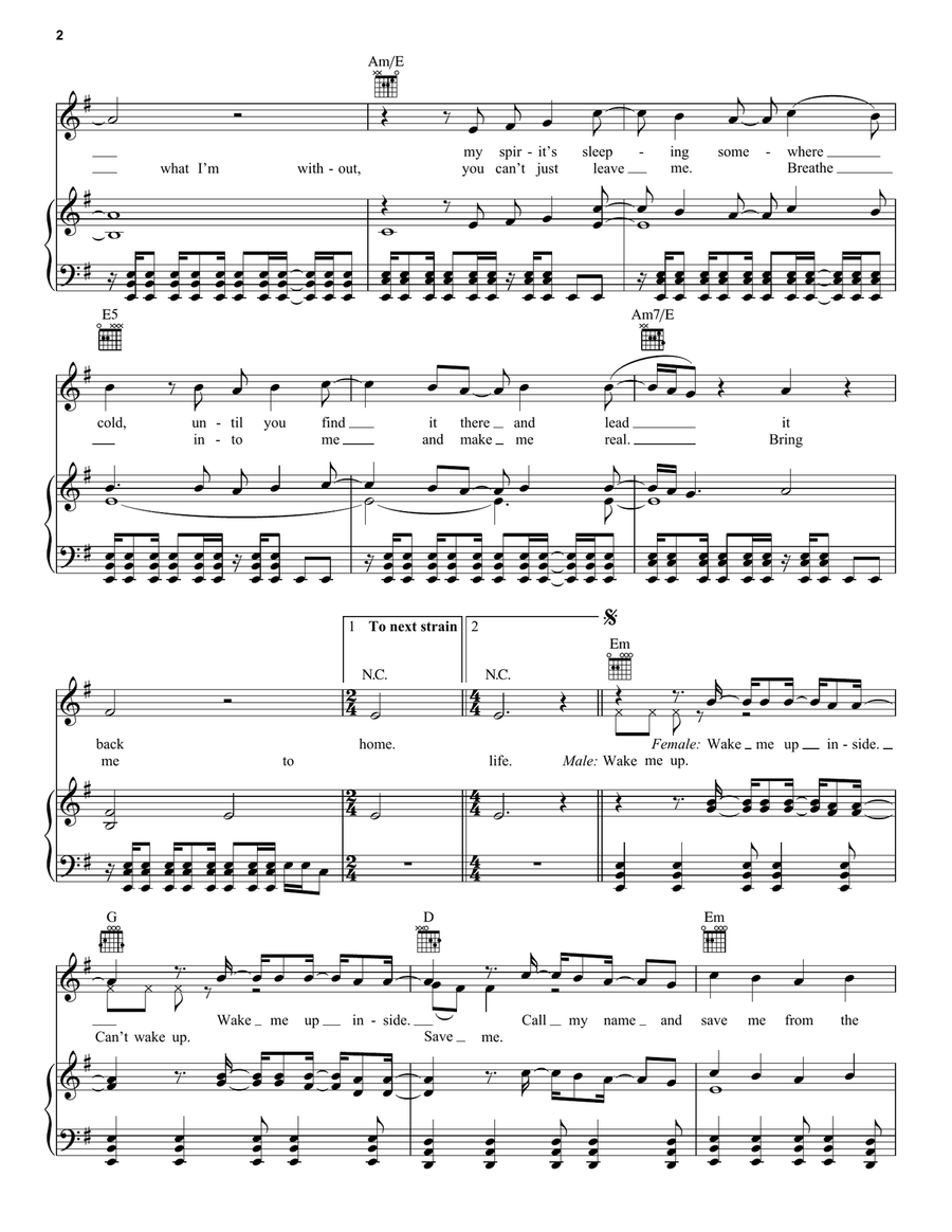 Bring Me To Life Bring Me To Life Acoustic Guitar scores gallery preview page 2