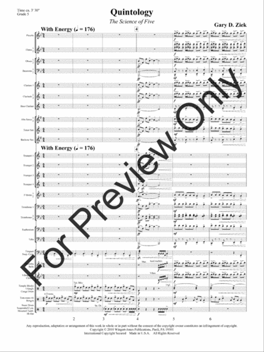 Quintology (Score) Quintology (Score) Concert Band scores gallery preview page 4