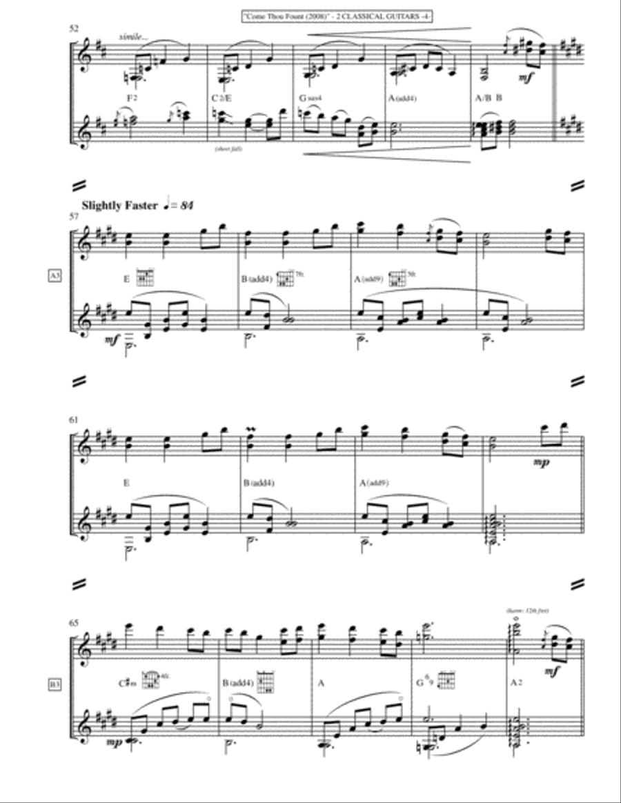 Come Thou Fount (Guitar Duet) Acoustic Guitar scores gallery preview page 4