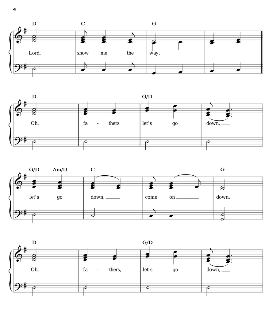 Down To The River To Pray (from O Brother, Where Art Thou?) Easy Piano scores gallery preview page 4