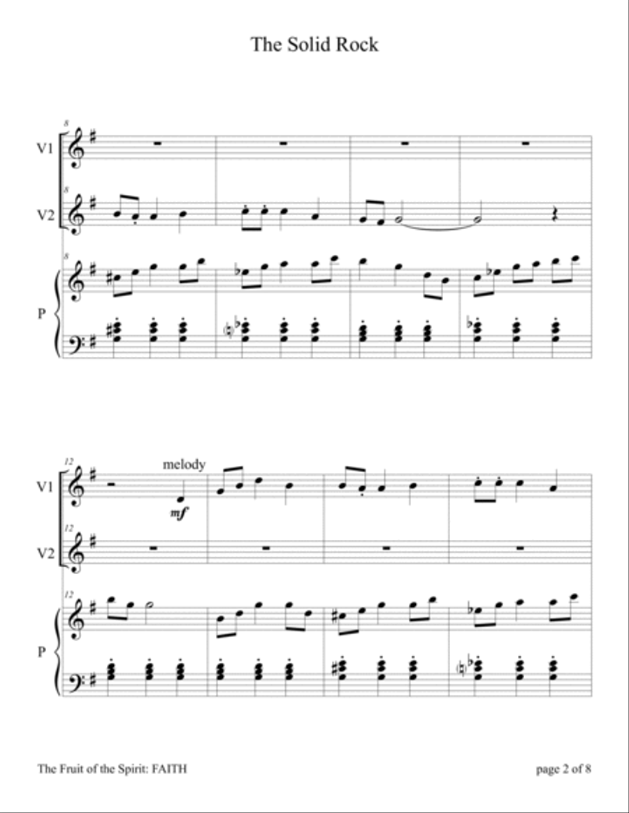 The Solid Rock (Violin Duet with Piano Accompaniment) String Duet scores gallery preview page 6