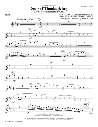 Song of Thanksgiving (Lord, to You Immortal Praise) (arr. Leavitt) - Flute 1