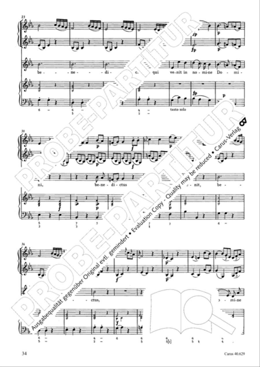 Missa brevis in B flat major 4-Part scores gallery preview page 35