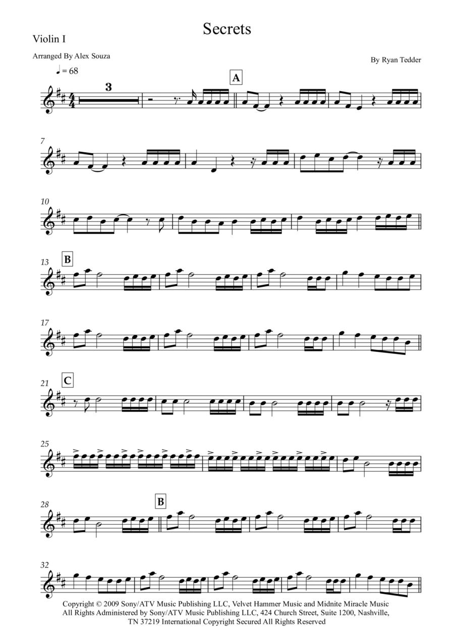 Secrets Secrets String Quartet scores gallery preview page 1