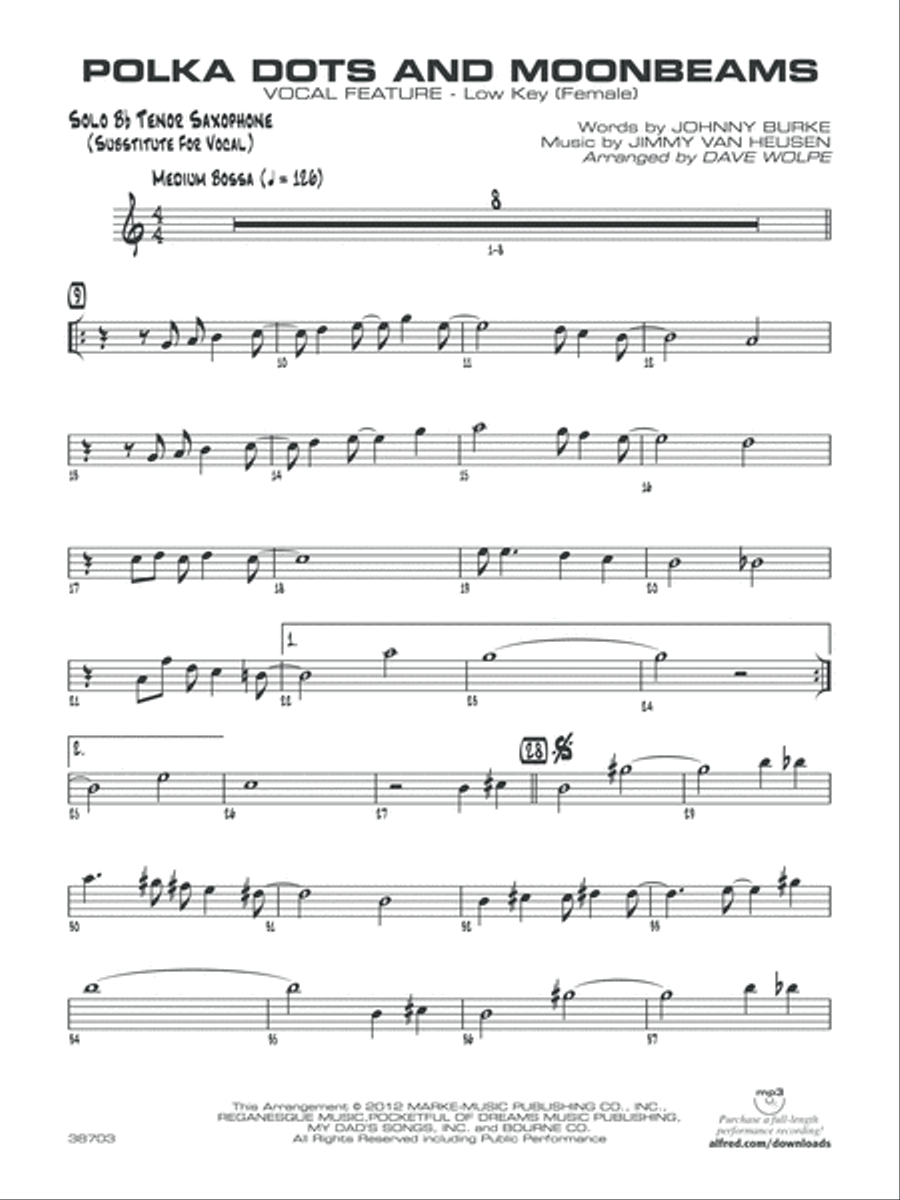 Polkadots and Moonbeams: Solo Bb Part (Substitute for Vocal) Jazz Ensemble scores gallery preview page 1