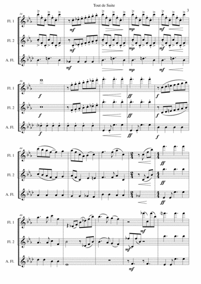 Tout de Suite (or Toot Sweet) for flute trio (2 flutes 1 alto flute) image number null