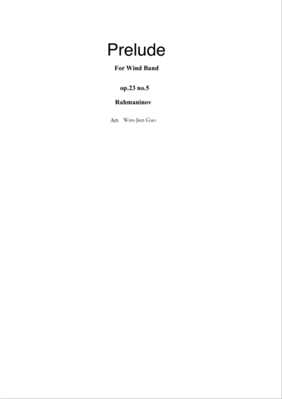 Rachmaninov: Prelude In G Minor, Op.23, No.5 Concert Band scores gallery preview page 1
