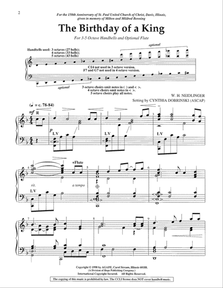 The Birthday of a King The Birthday of a King 5-Octaves scores gallery preview page 2