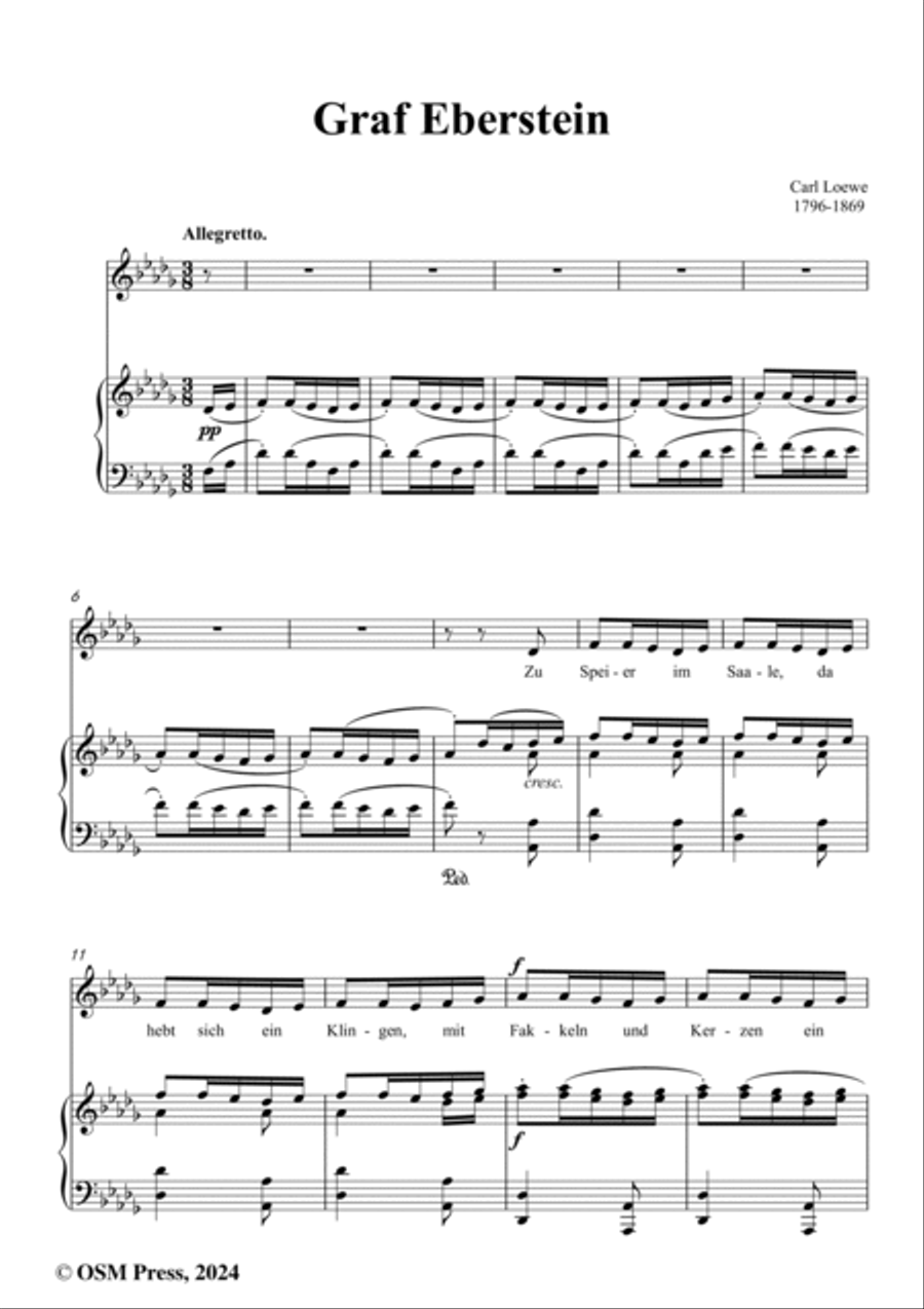 C. Loewe-Graf Eberstein(Zu Speier im Saale da hebt sich ein Klingen),in D flat Major Voice scores gallery preview page 2