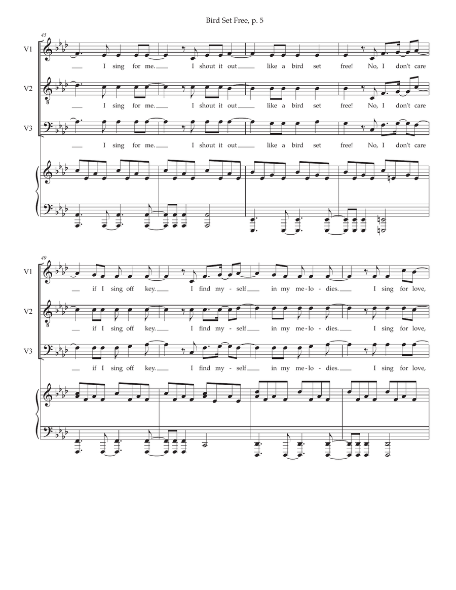 Bird Set Free 4-Part scores gallery preview page 5