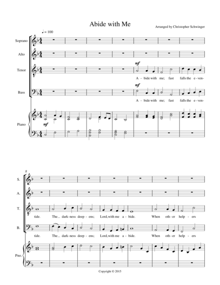 Abide with Me for choir & piano - fairly easy arrangement