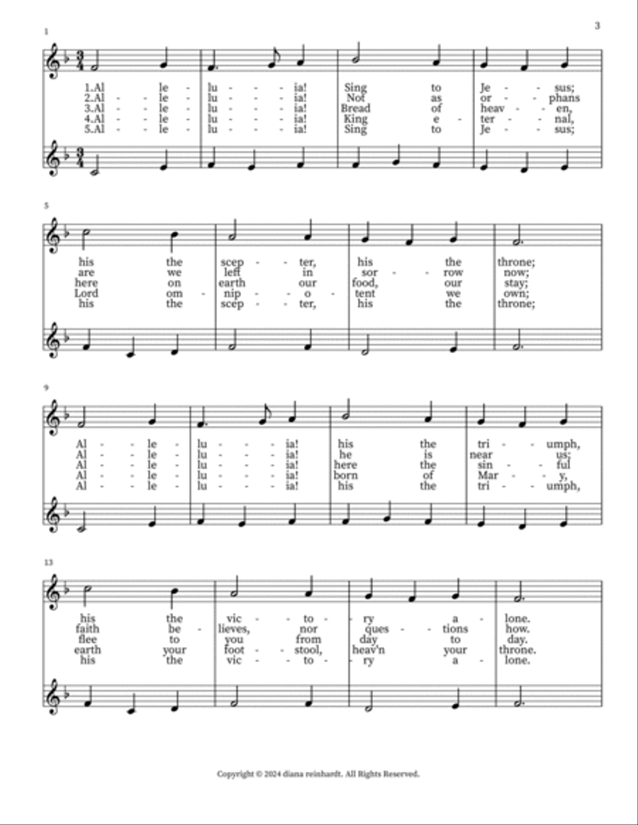 Alleluia! Sing to Jesus Alleluia! Sing to Jesus Woodwind Duet scores gallery preview page 3