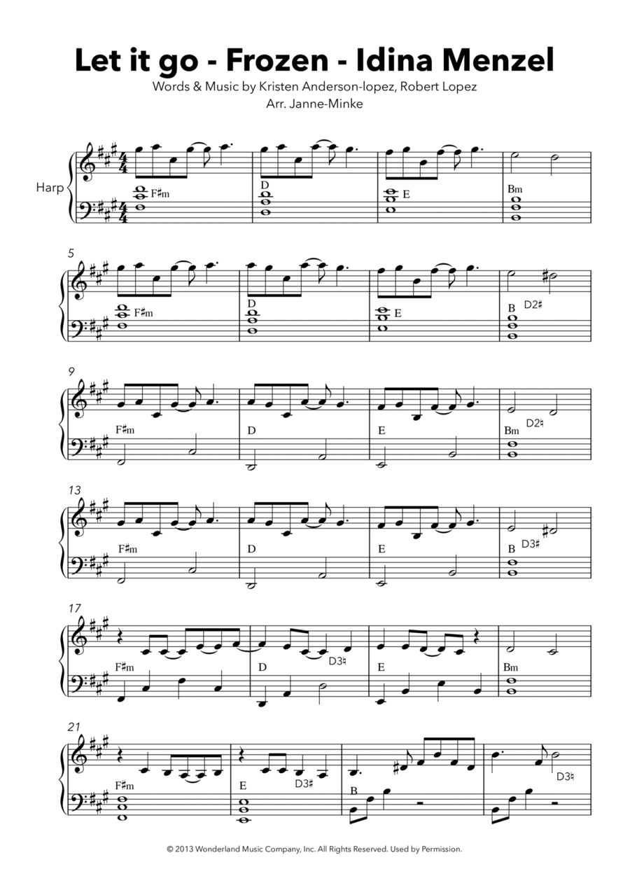 Let It Go Harp scores gallery preview page 1