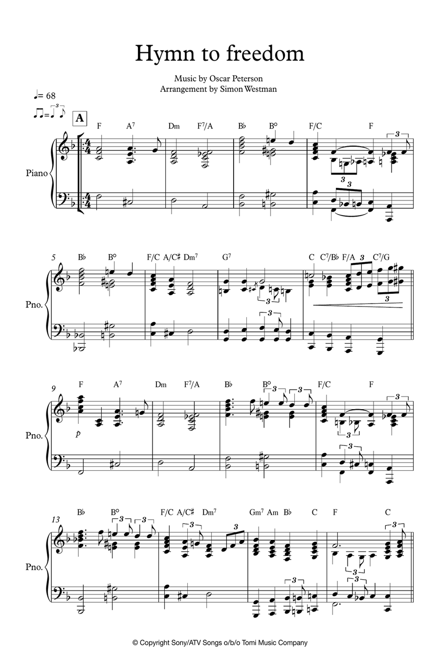 Hymn To Freedom Piano Solo scores gallery preview page 1