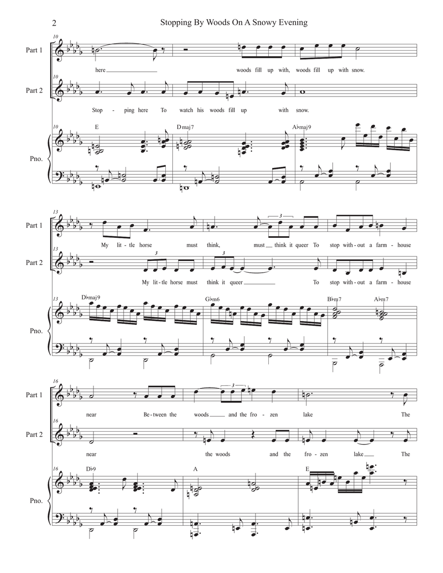 Stopping By Woods On A Snowy Evening (2-part choir) 2-Part scores gallery preview page 2