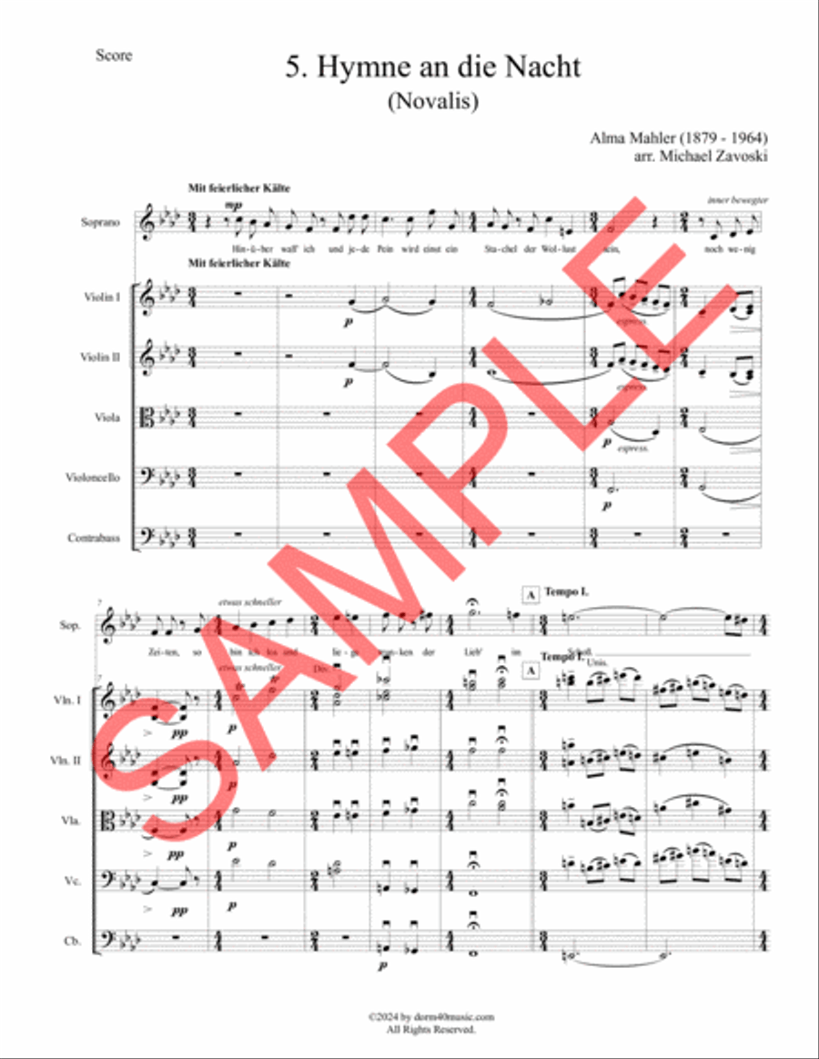 Five Songs 1924 (Fünf Gesänge 1924) String Orchestra scores gallery preview page 6