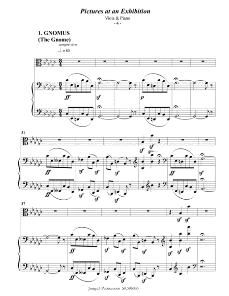 Mussorgsky: Pictures at an Exhibition for Viola & Piano Viola scores gallery preview page 4