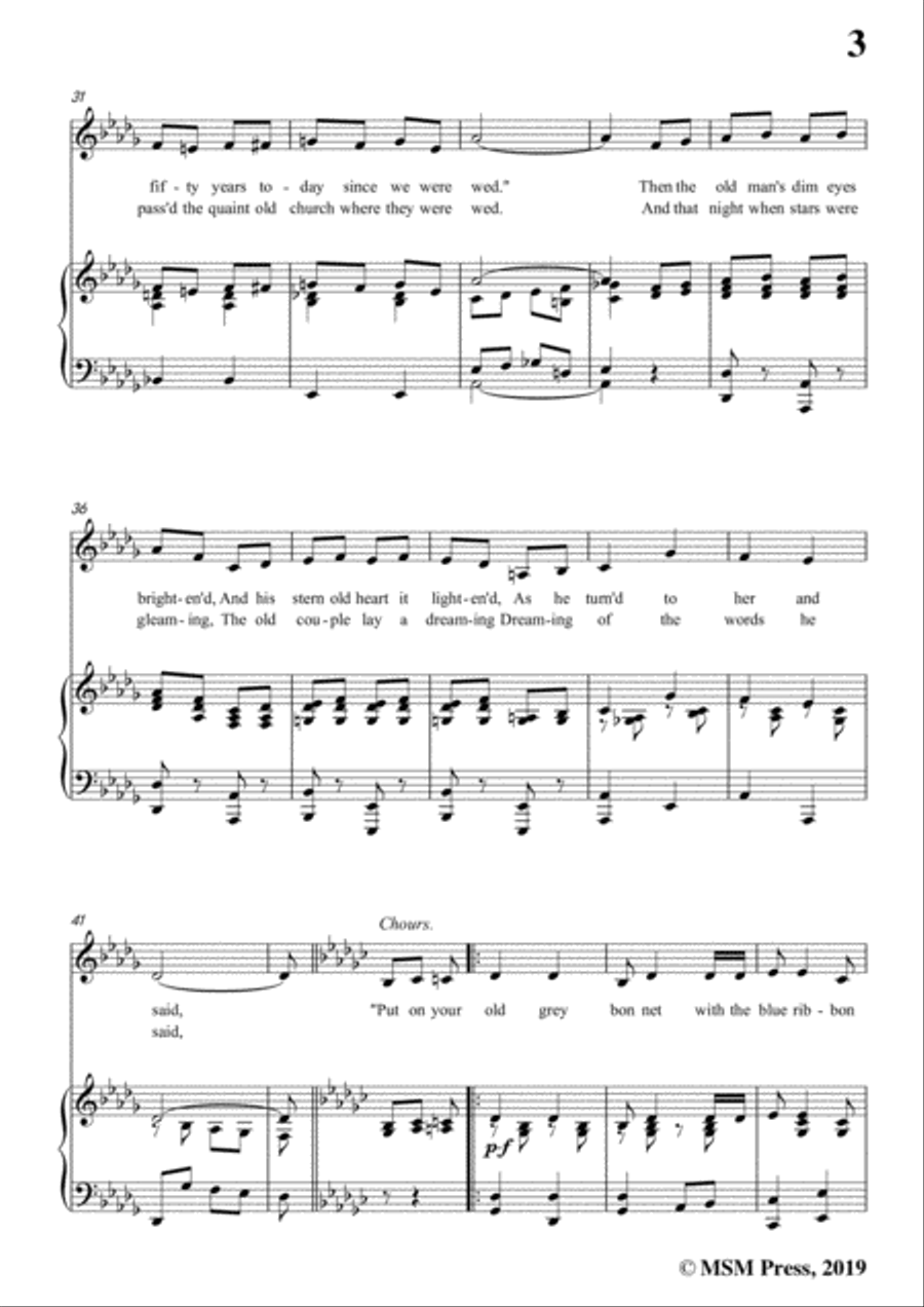 Percy Wenrich-Put On Your Old Grey Bonnet,in D flat Major,for Voice&Piano Voice scores gallery preview page 5
