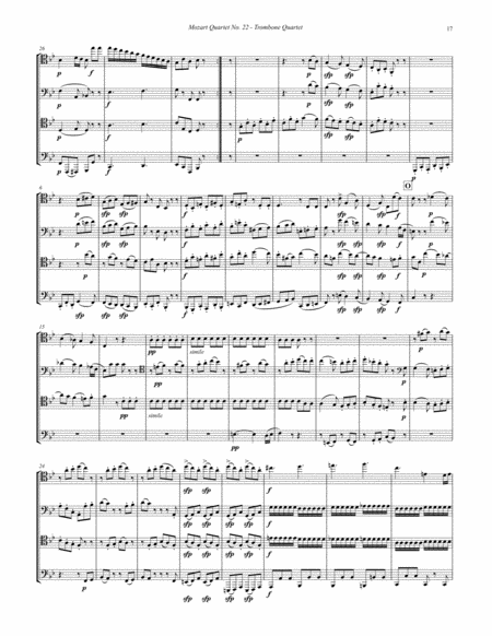 Quartet No. 22, K. 589 in B-flat for Trombone Quartet