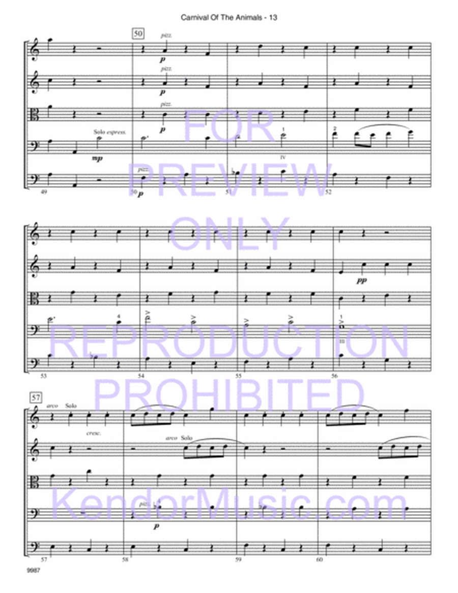 Carnival Of The Animals (Full Score)