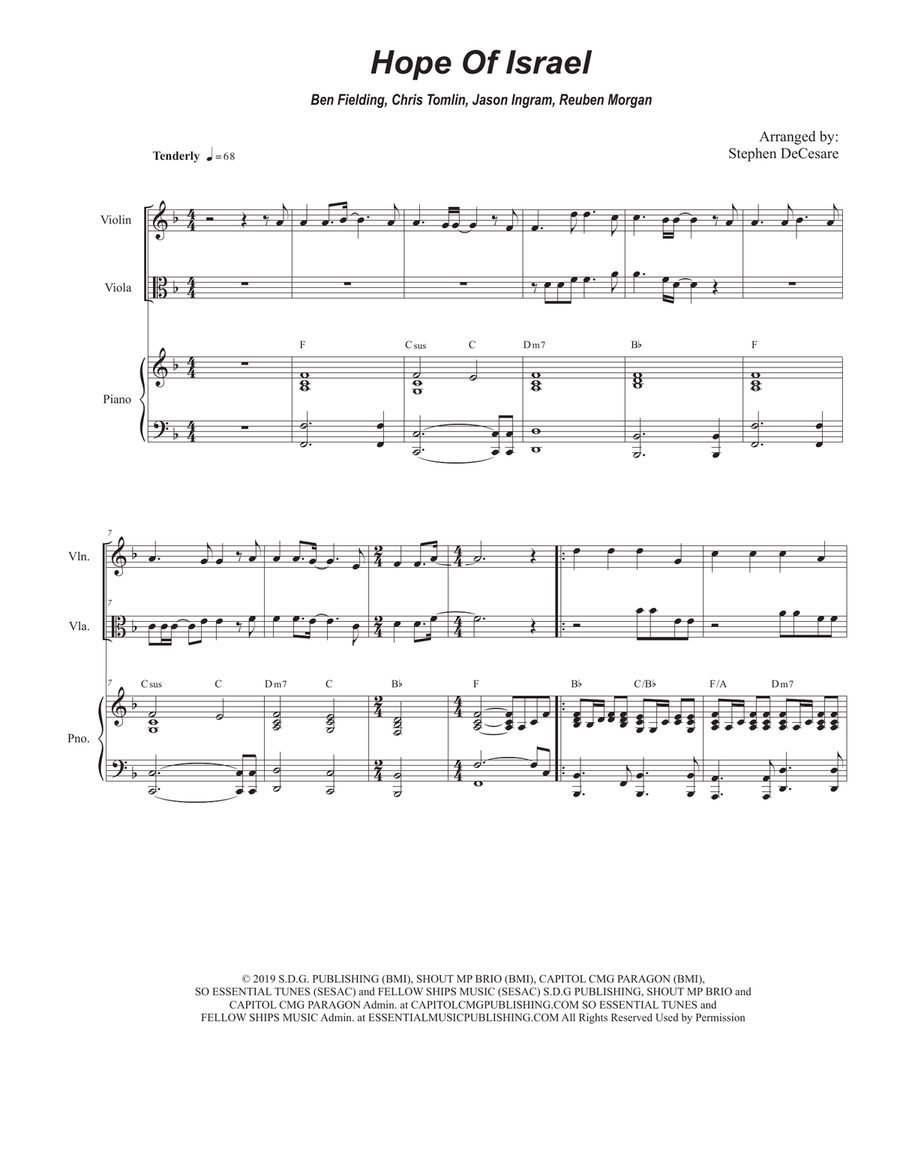 Hope Of Israel String Duet scores gallery preview page 1