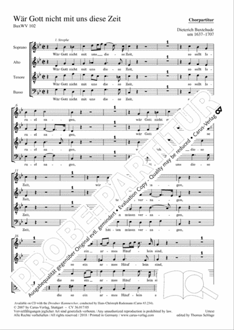 Were God not with us here today (War Gott nicht mit uns diese Zeit) 4-Part scores gallery preview page 2