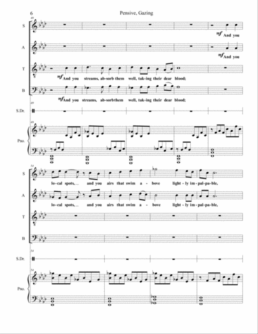 Pensive, Gazing 4-Part scores gallery preview page 6