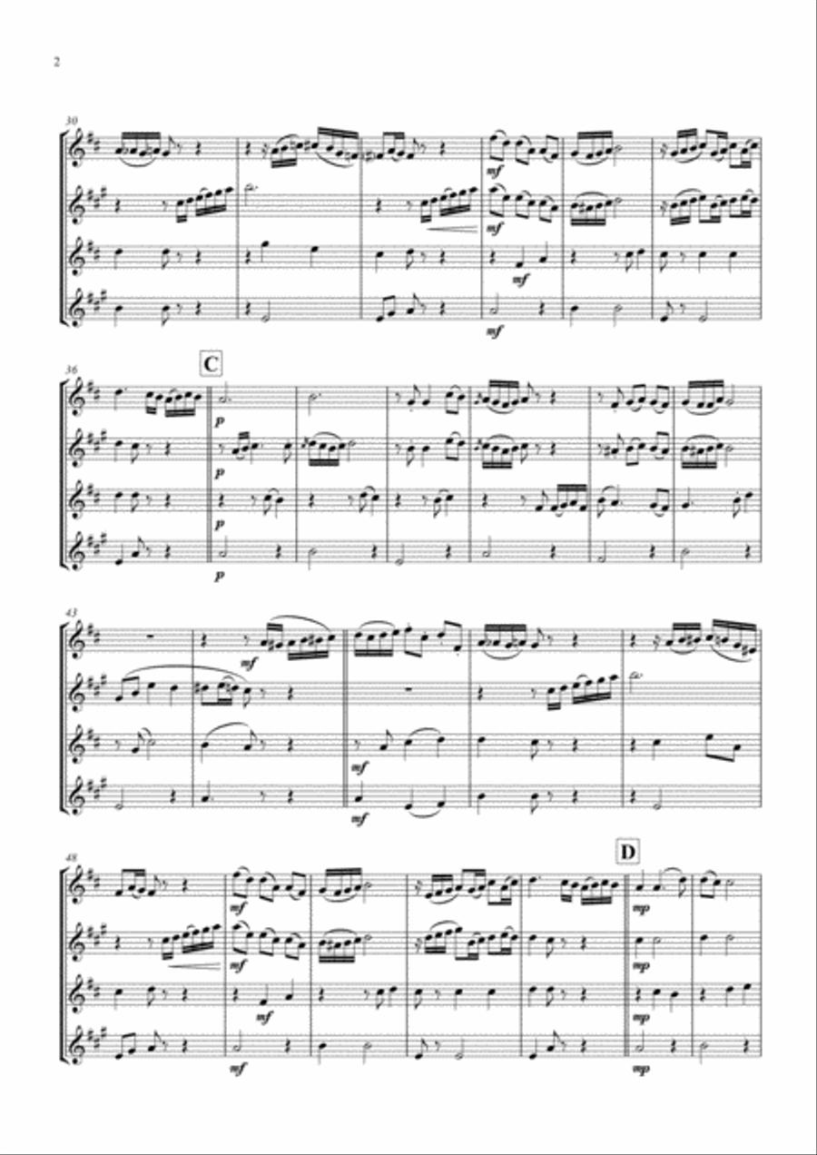 Santa Lucia - Italian Folk Song - Here in the twighlight - Saxophone Quartet Saxophone Quartet scores gallery preview page 2