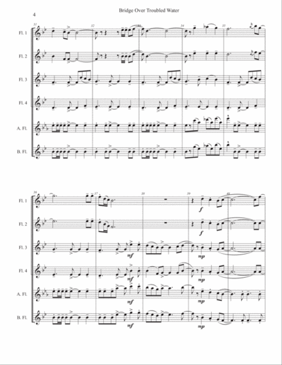 Bridge Over Troubled Water Woodwind Ensemble scores gallery preview page 4